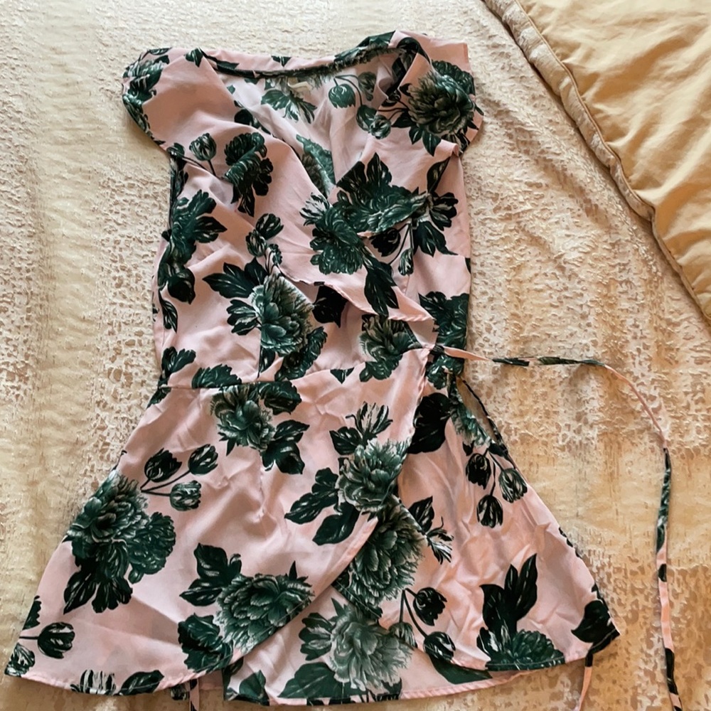 Pink and green flower blouse